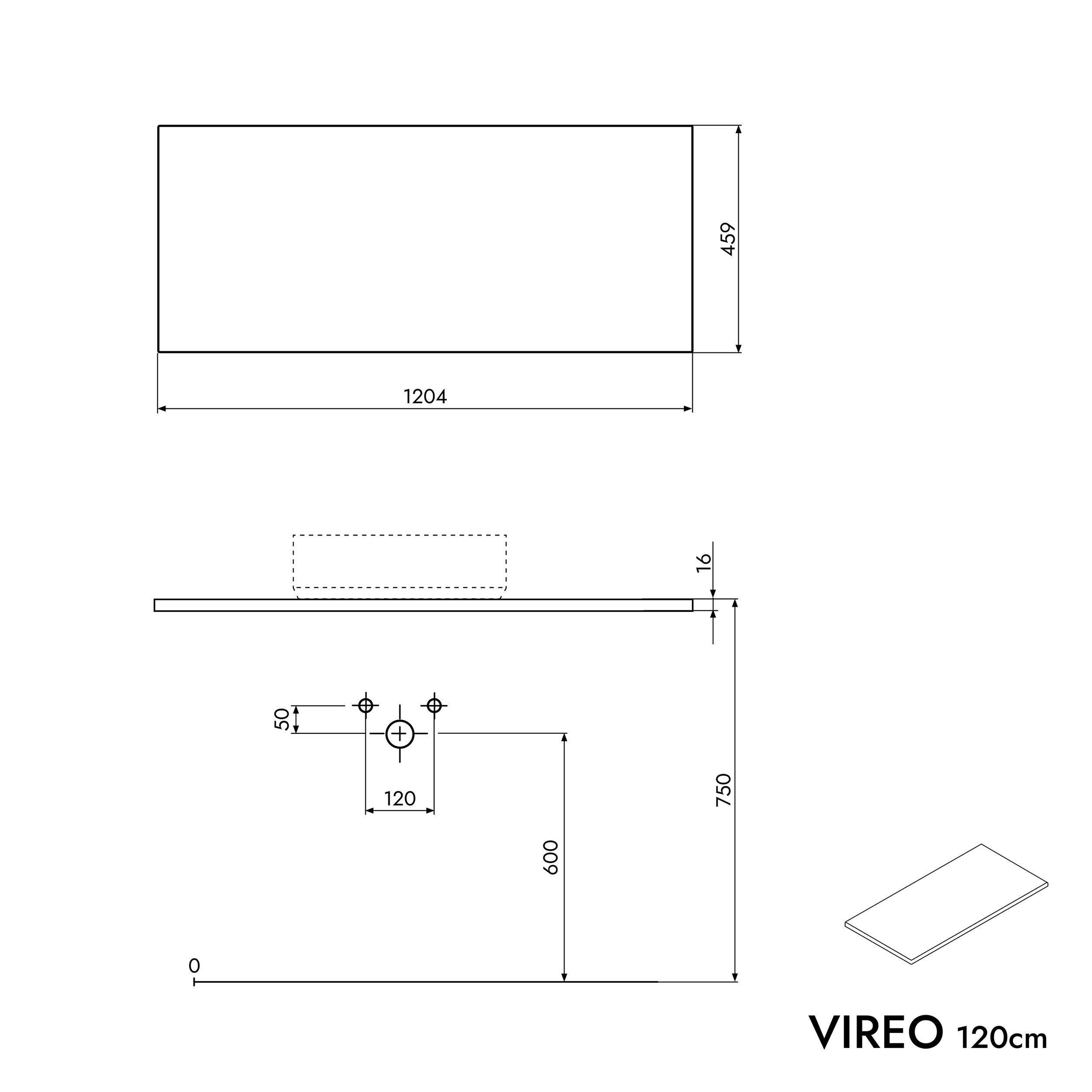 VIREO 120 cm vanity unit