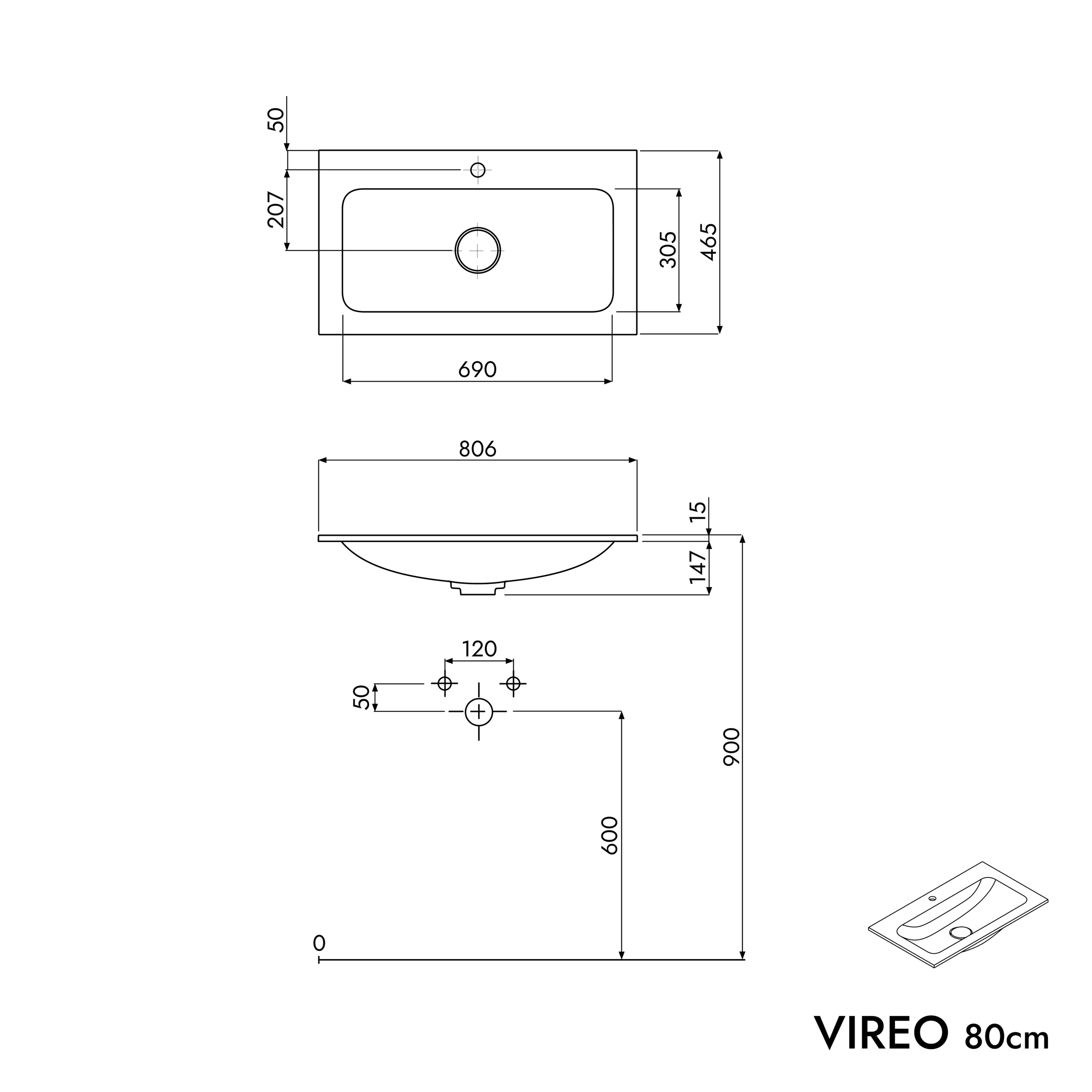 Vanity unit VIREO 80 cm