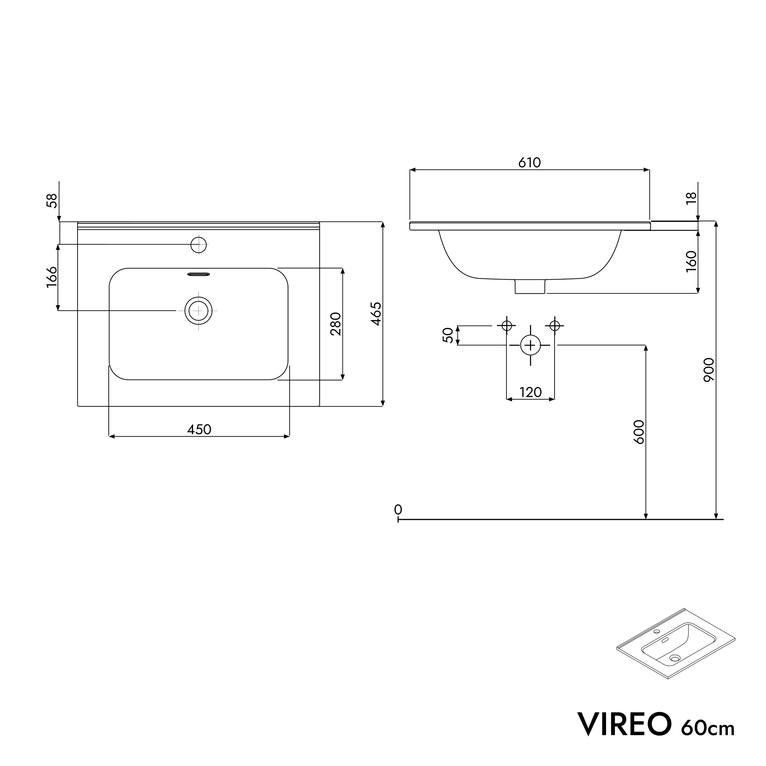 Vanity unit VIREO 60 cm