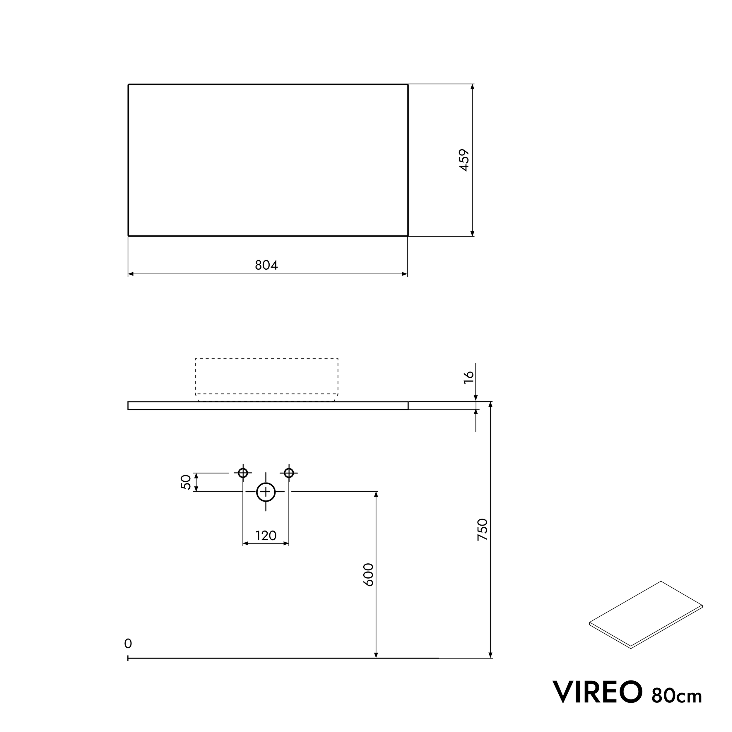 VIREO 80 cm vanity unit