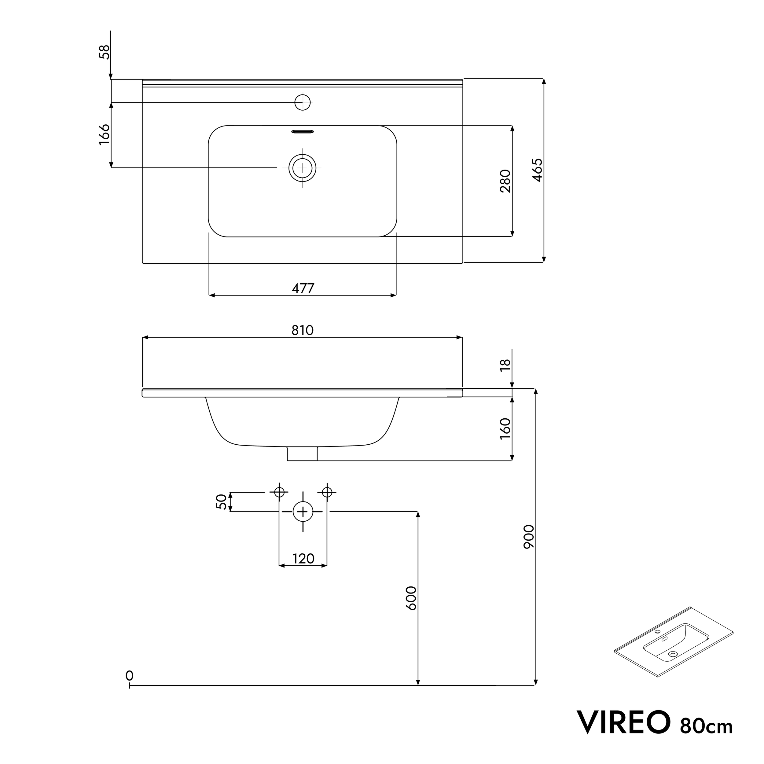 VIREO 80 cm vanity unit