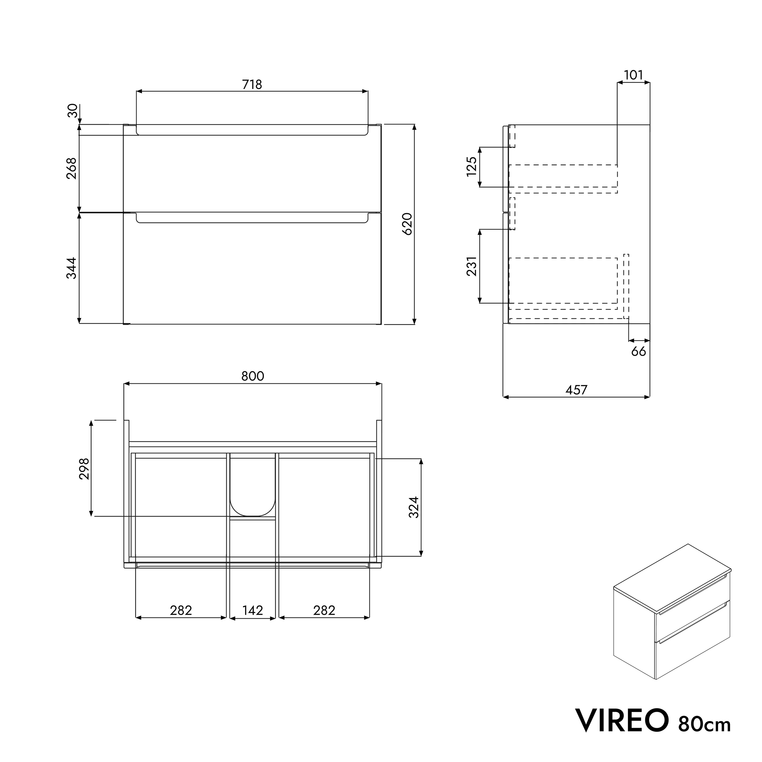 VIREO 80 cm vanity unit