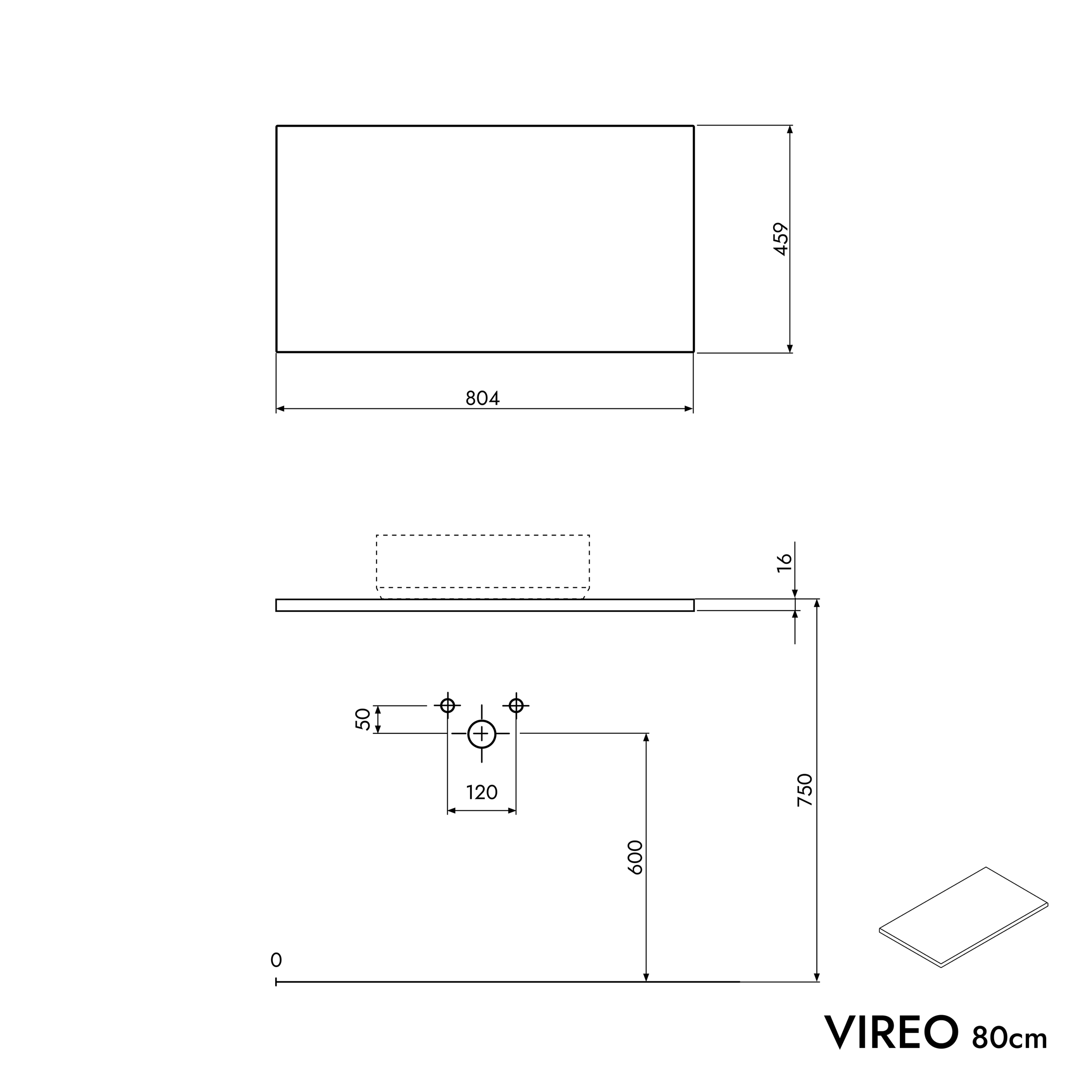 VIREO 80 cm vanity unit