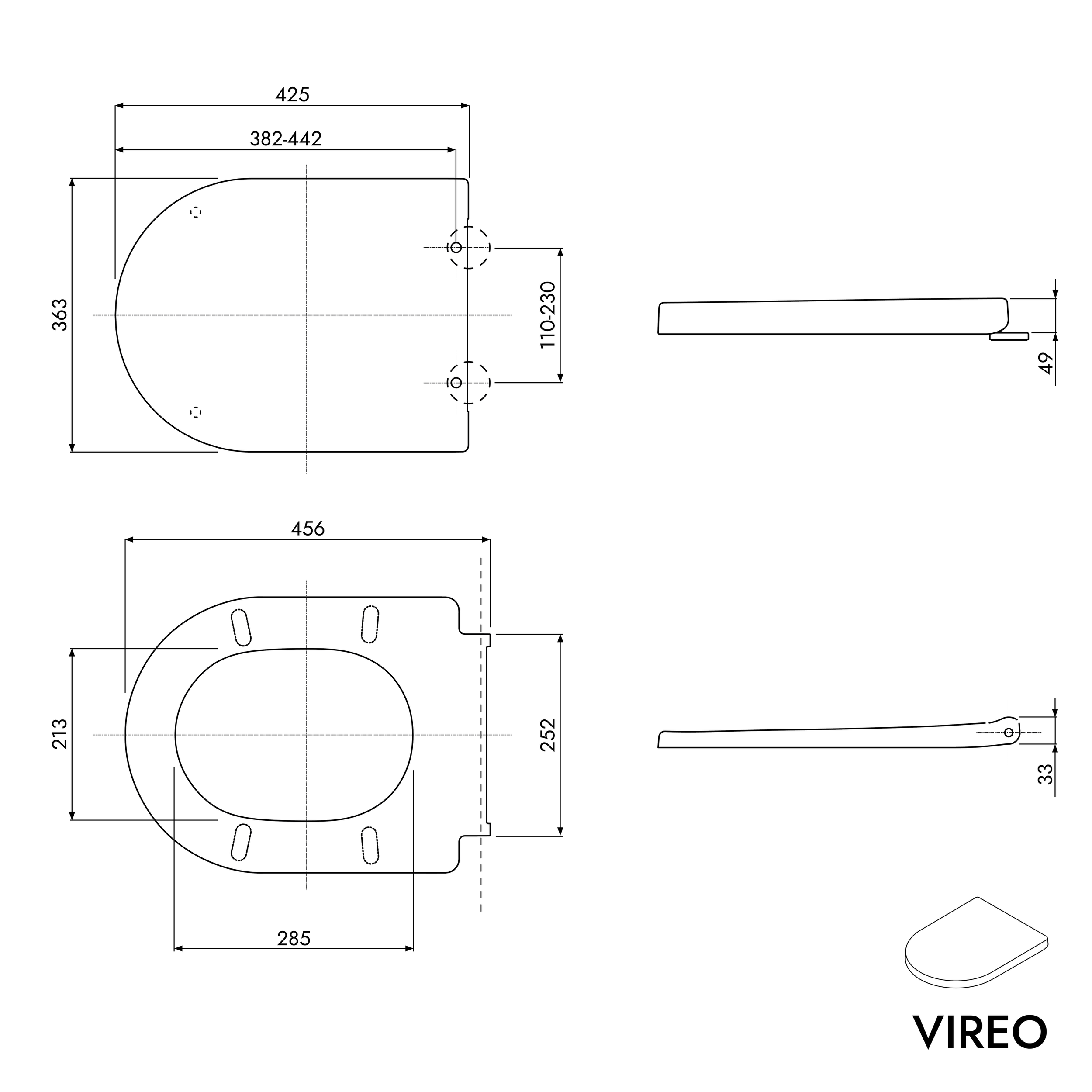 Rimless wall-hung WC VIREO