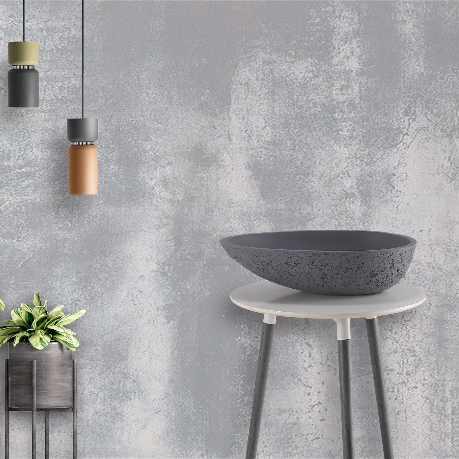Countertop washbasin VELA - Mineral cast - Concrete look - 60.5 x 43.5 x 16 cm