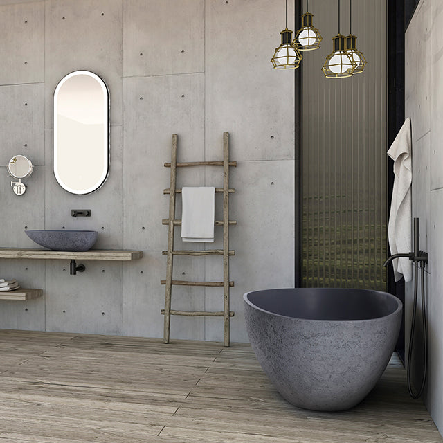 Countertop washbasin VELA - Mineral cast - Concrete look - 60.5 x 43.5 x 16 cm