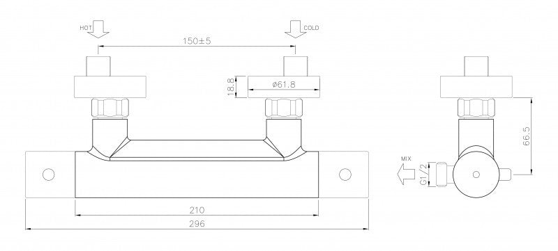 Shower mixer wall tap 4021