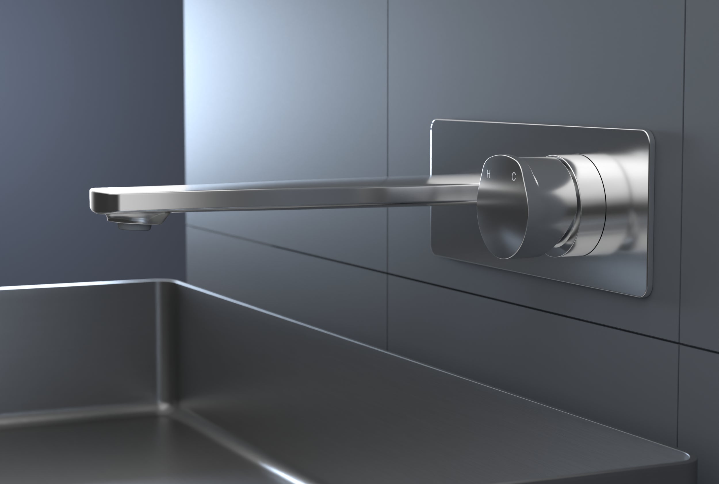 Design basin mixer XELO for wall mounting