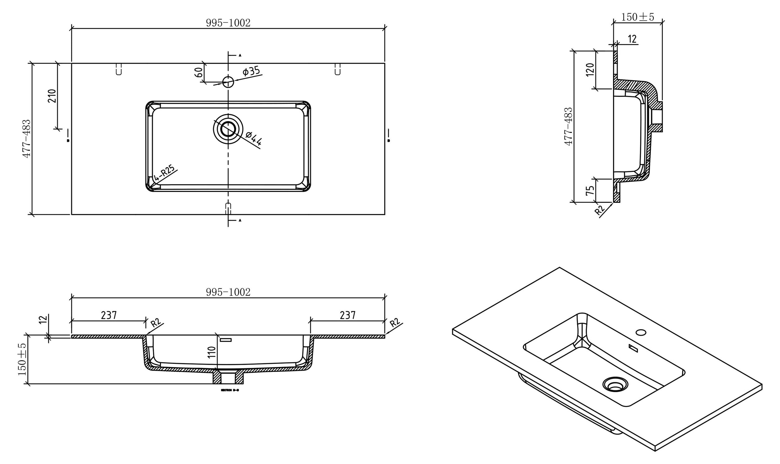 Bathroom furniture set Alice 1000