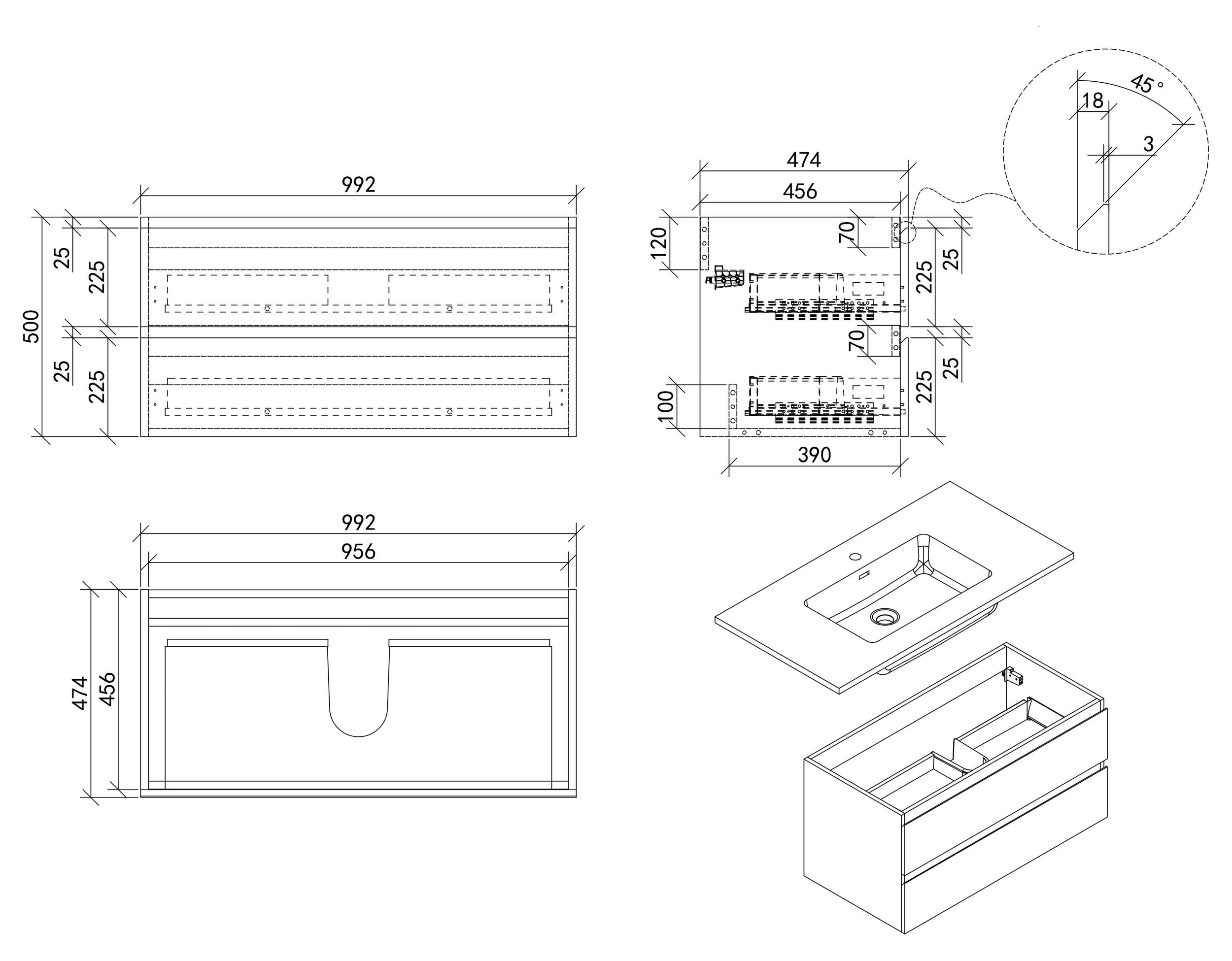 Bathroom furniture set Alice 1000