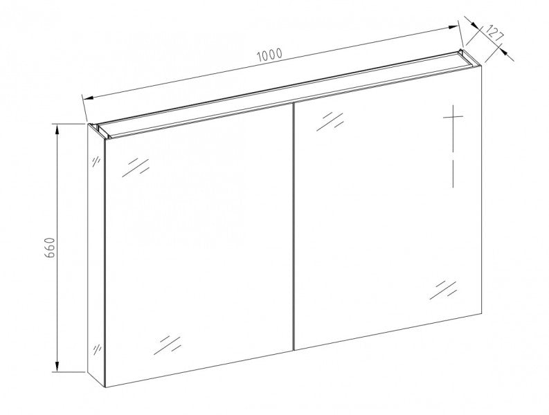 Aluminium mirror cabinet 2-door