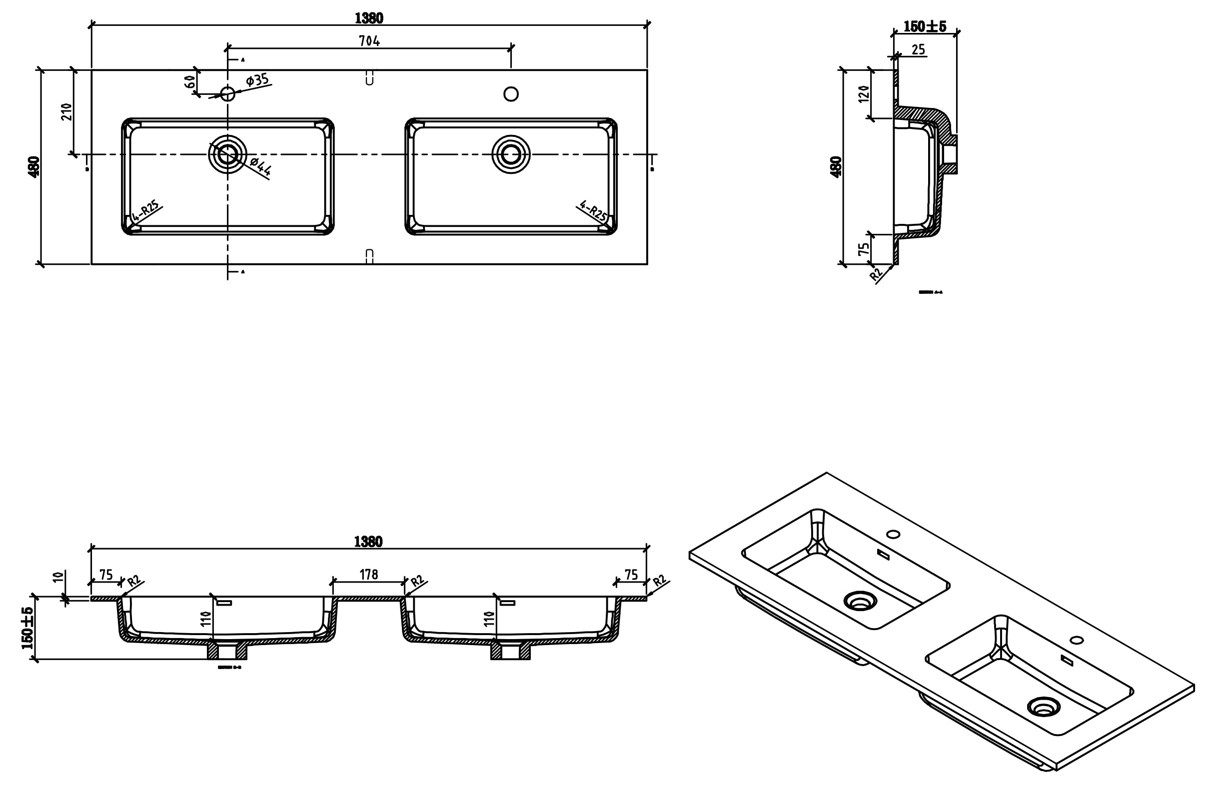 Washbasin cabinet Alice 1380