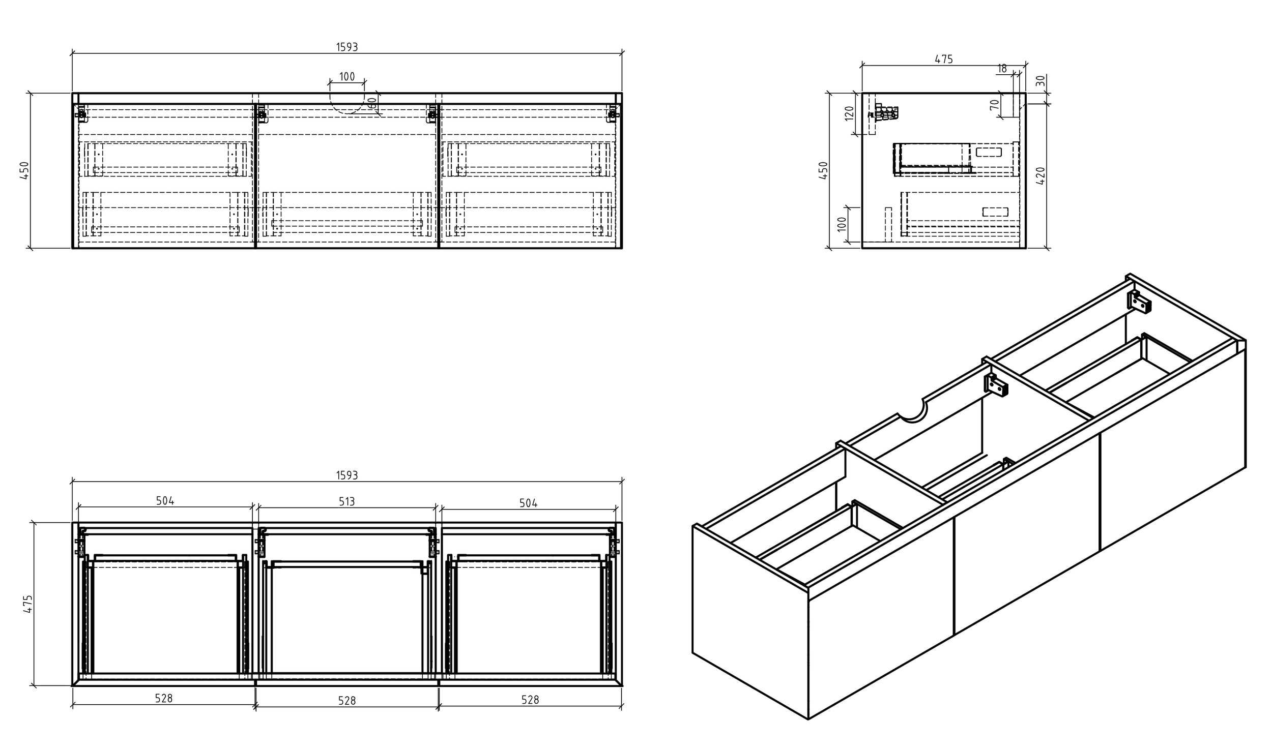 Bathroom furniture set Luna 1600