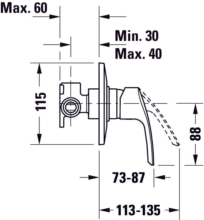 Duravit DuraVelez concealed shower mixer with shower head