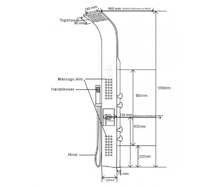 Shower system with SEDAL thermostat shower column 8815