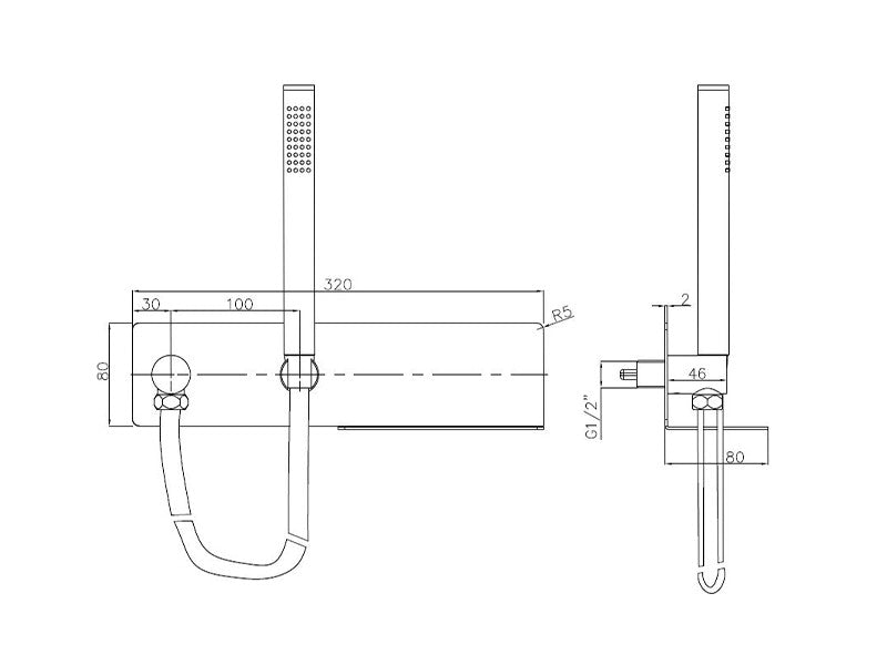 Wall connection bend CZT050-1 with shower holder