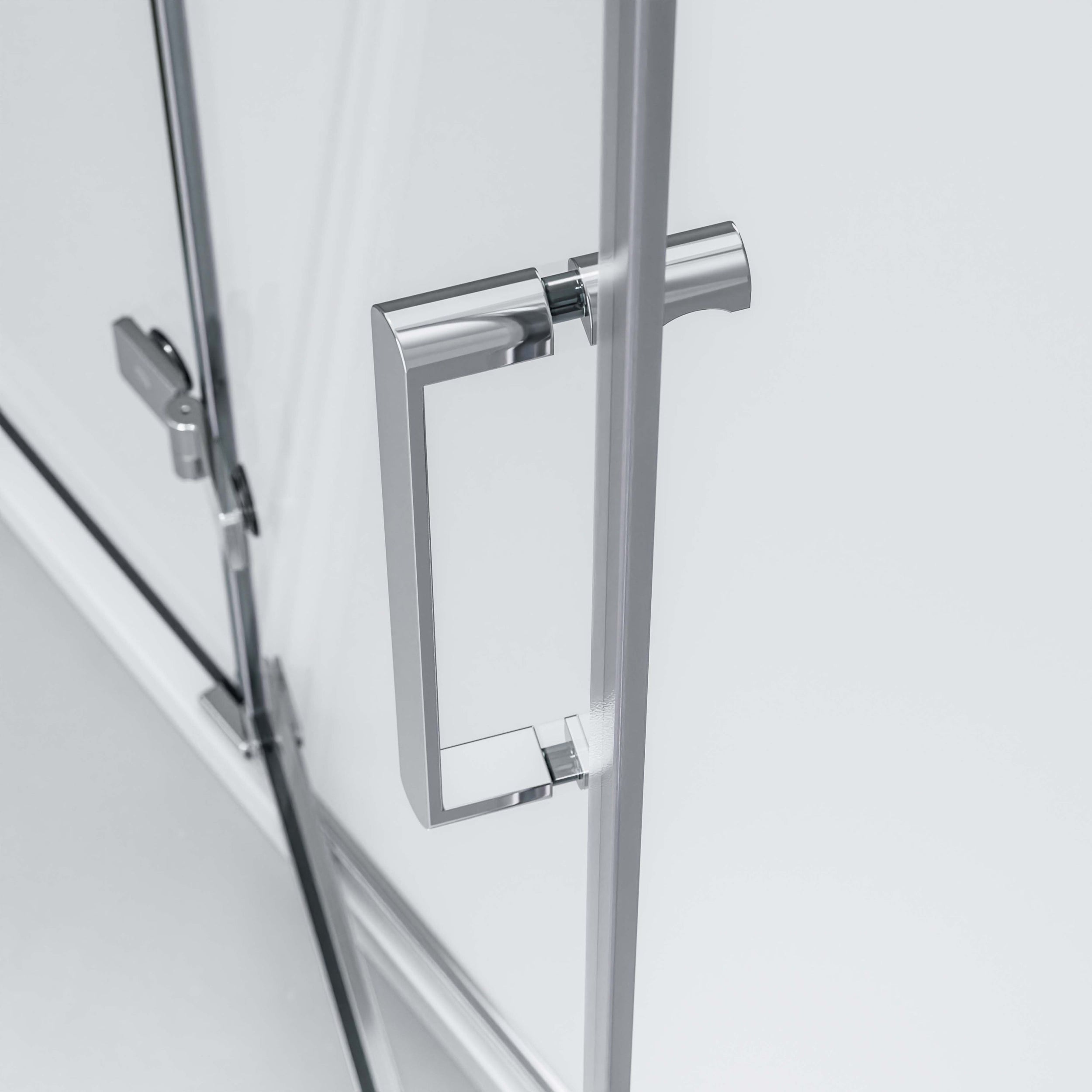 Niche shower with hinged door on fixed panel NT403