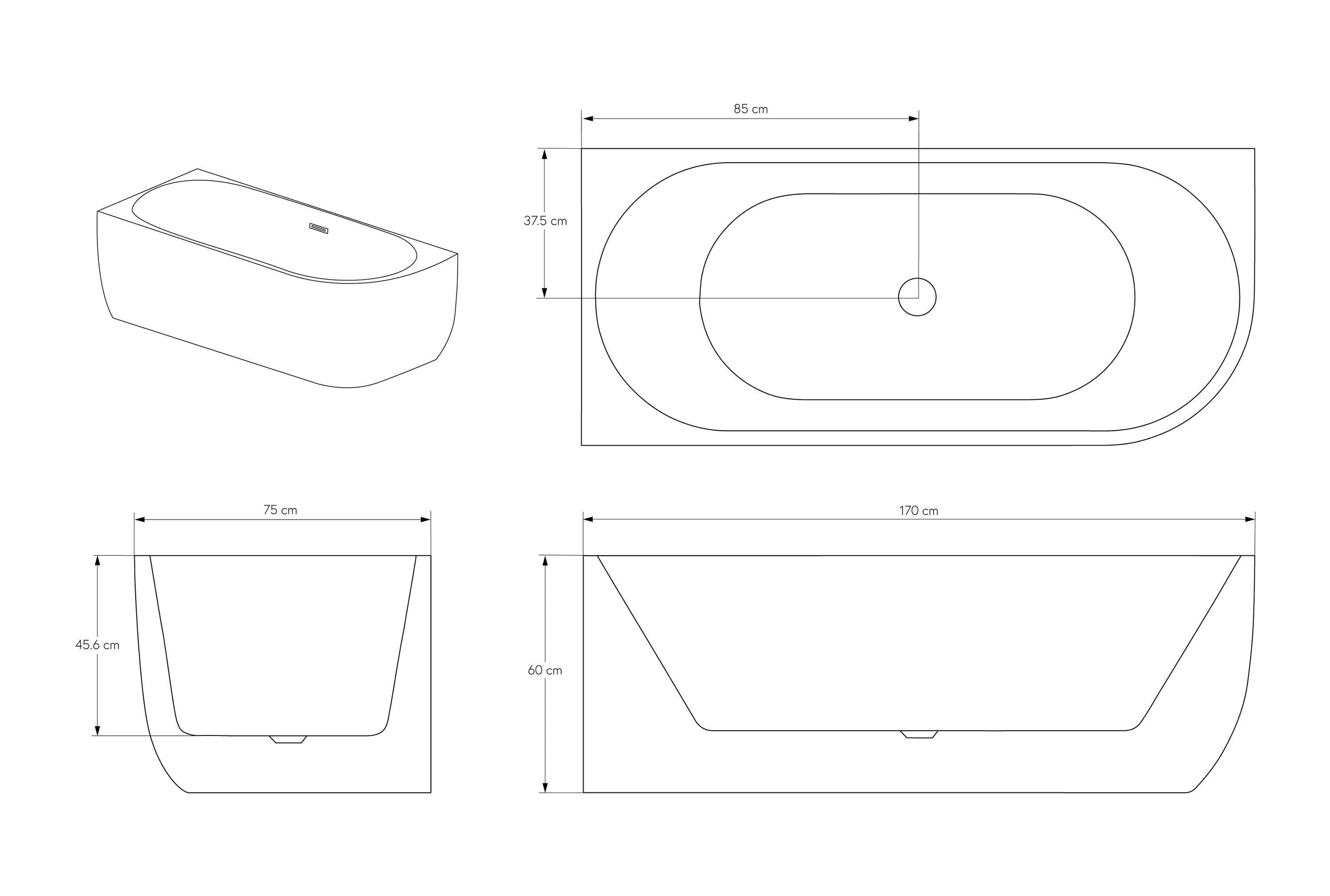 Freestanding bath tub Lena Corner acrylic