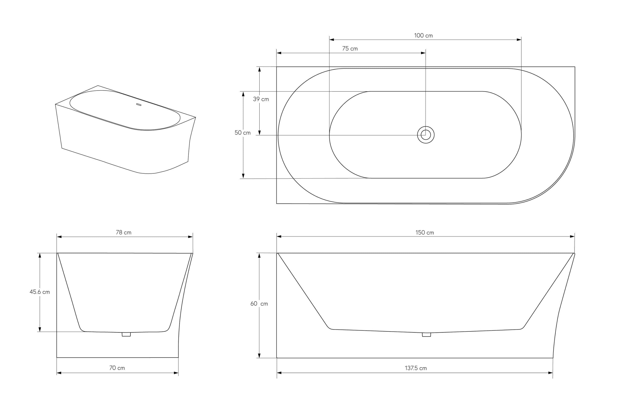 Free-standing bath NOVA SLIM LINE Acrylic