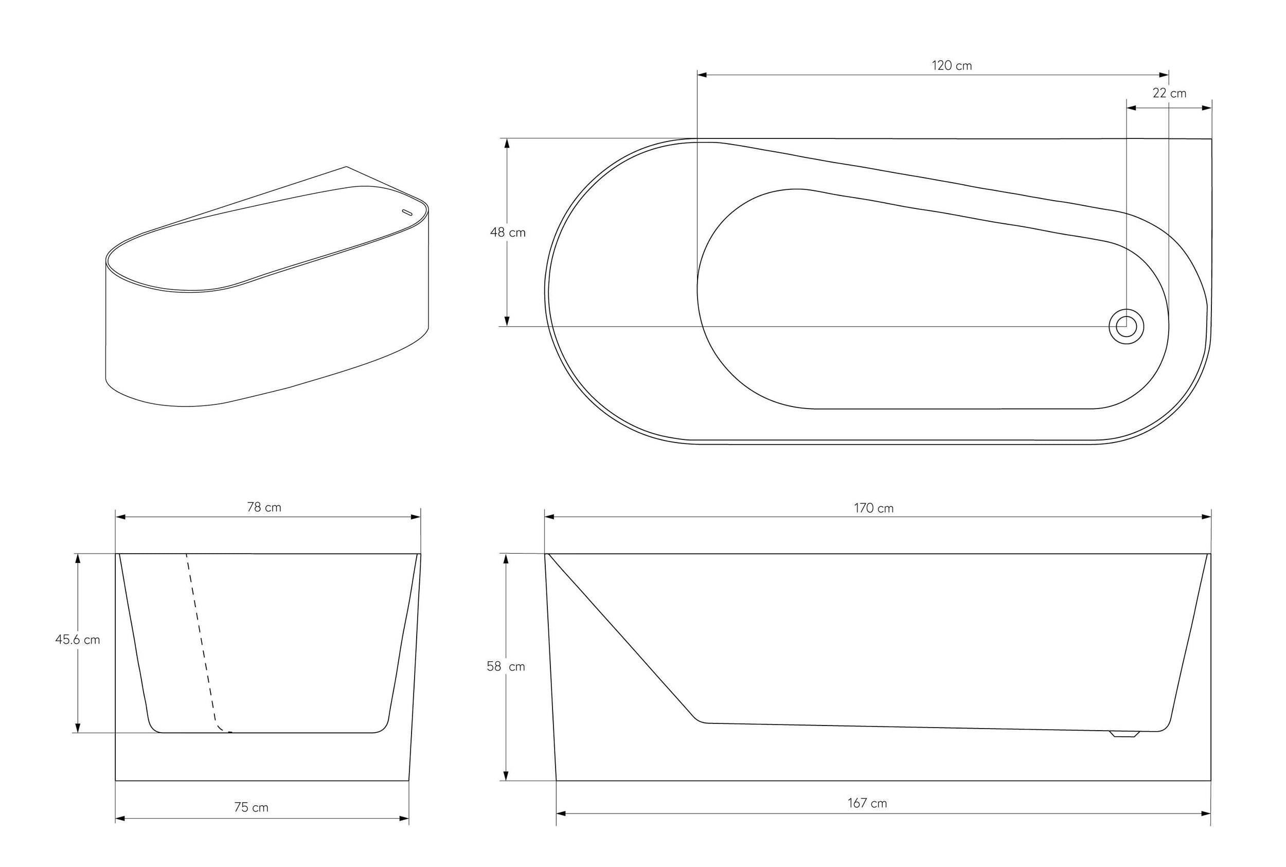 Freestanding bathtub ONDA CORNER