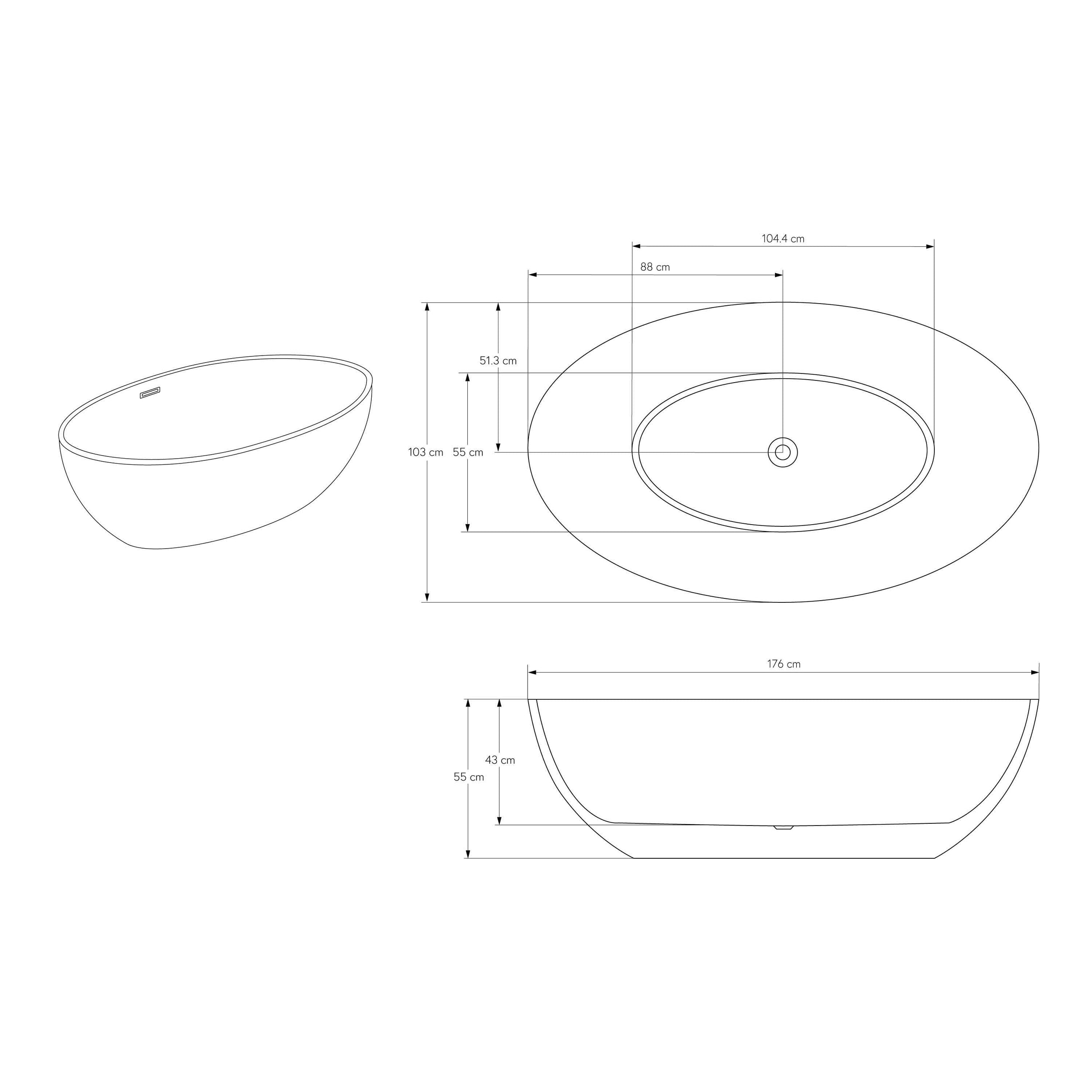 Freestanding Bathtub RELAX - Mineral Cast