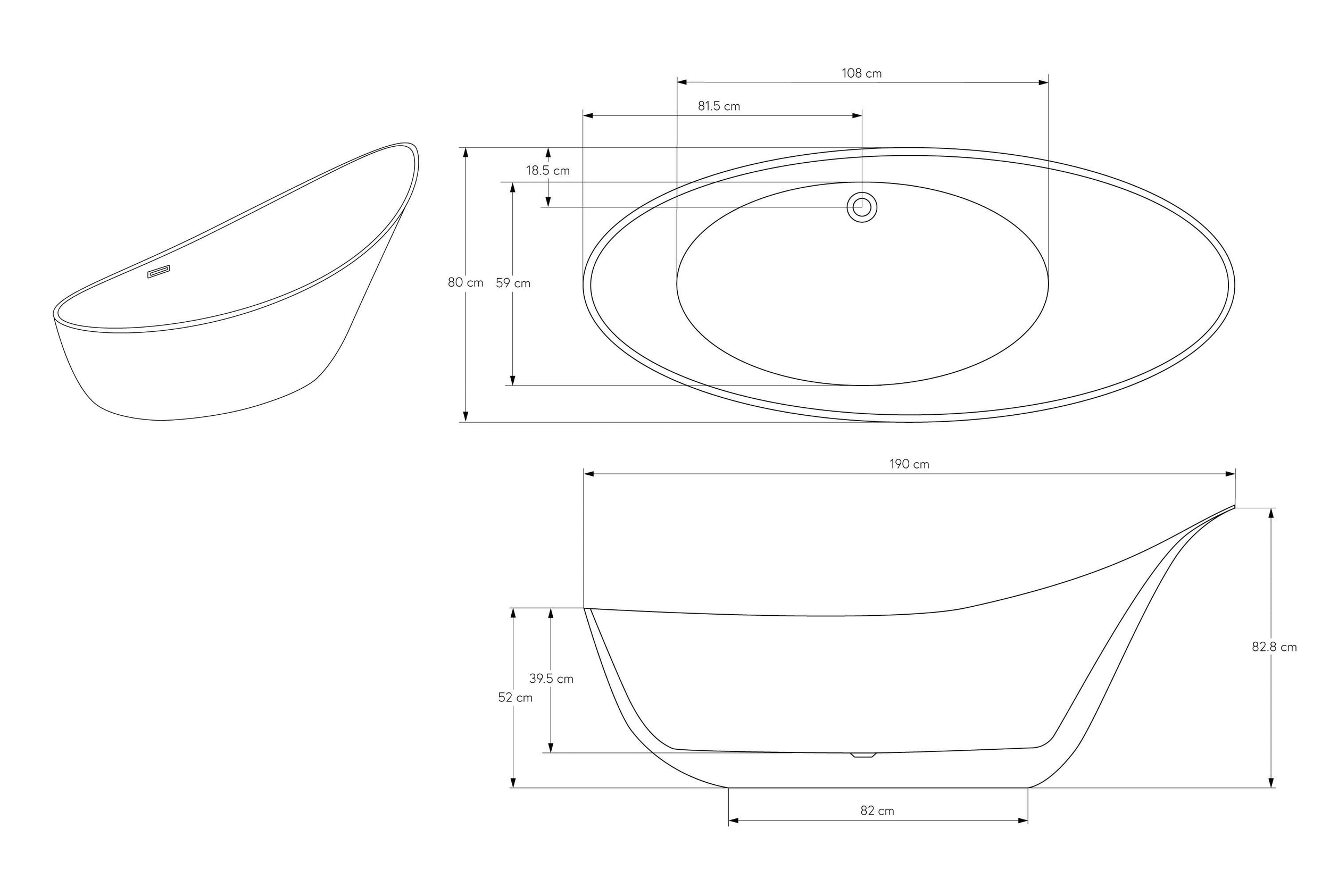 Freestanding bathtub SOPHIE Acrylic