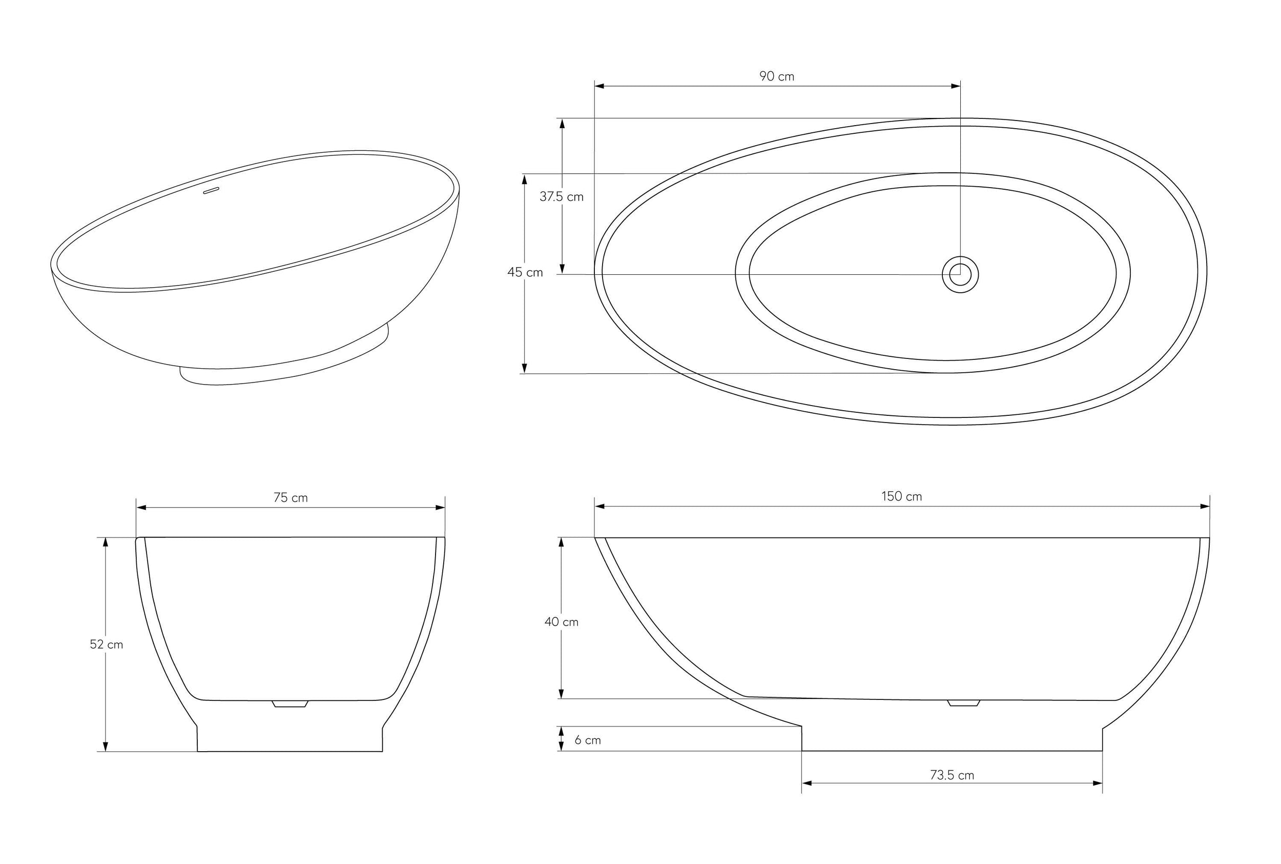 Freestanding bathtub VIGO mineral cast