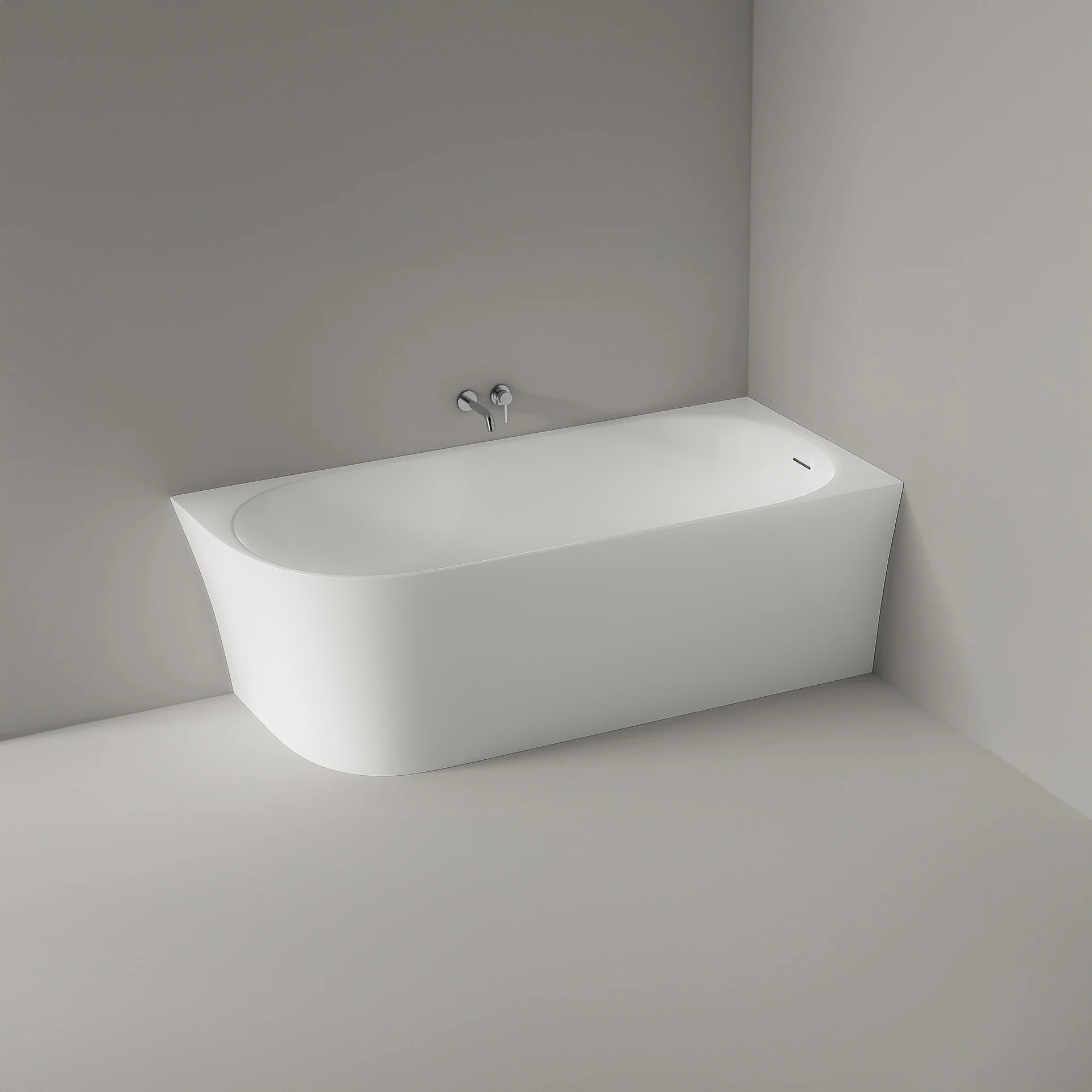 Half Freestanding Space-Saving Bathtub NORA CORNER Acrylic Matte White