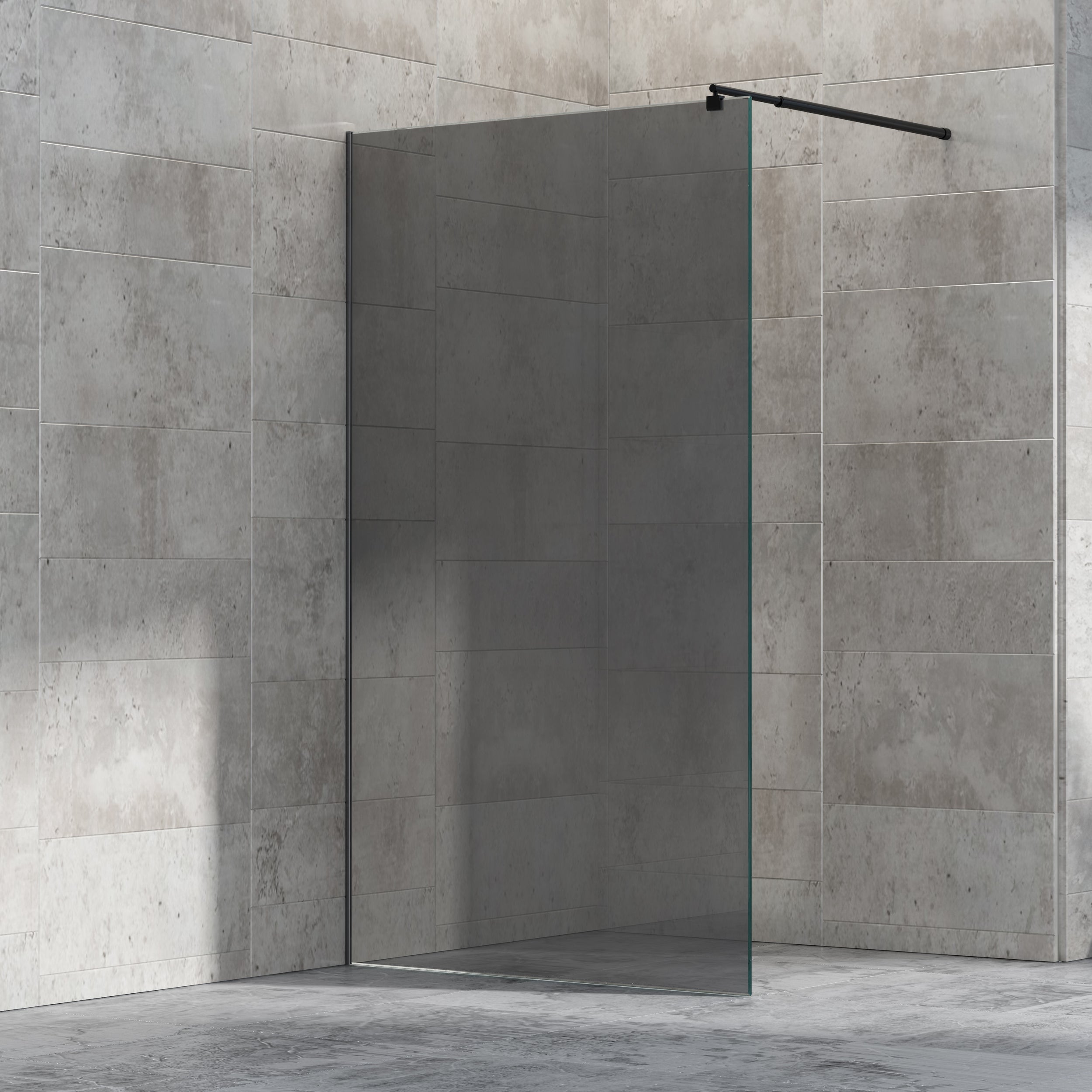 Walk-in shower enclosure EX101 Black - NANO coating - grey tempered glass - 8mm -  available in different sizes