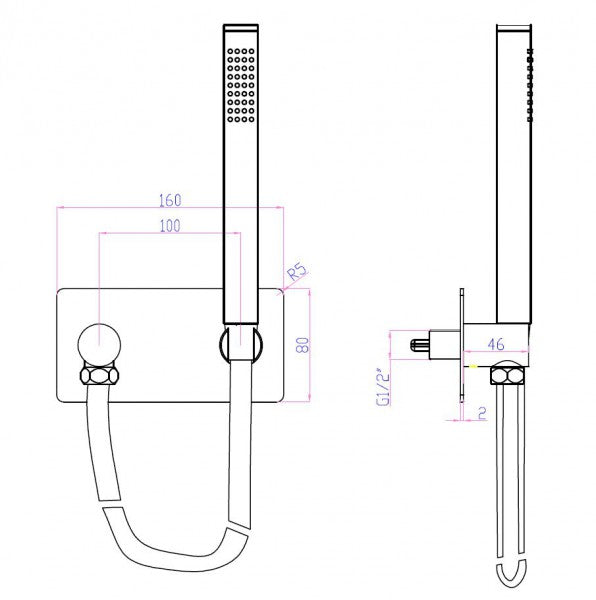 Wall connection bend CZT050B with shower holder