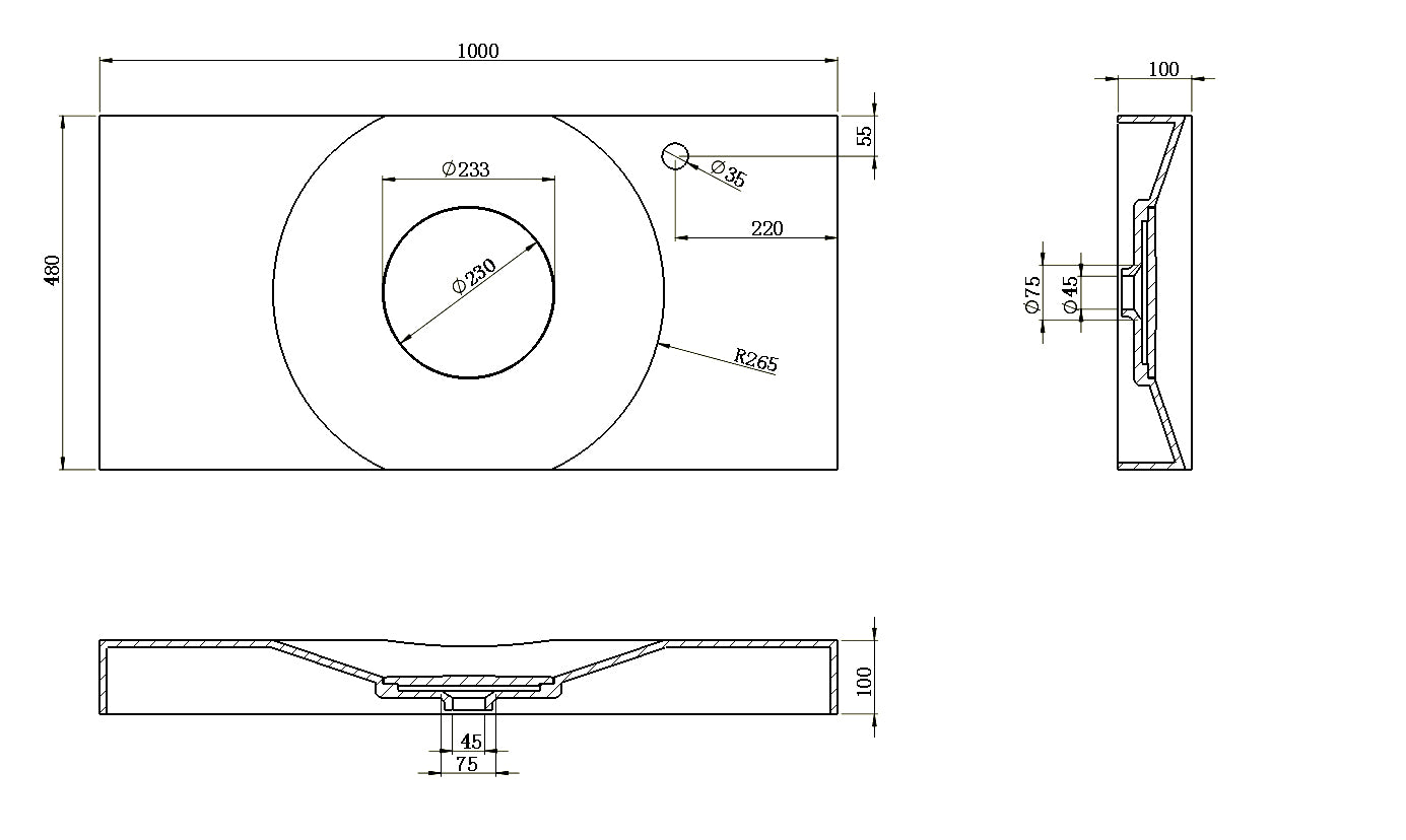 Wall-mounted washbasin Countertop basin BS6059 in cast marble